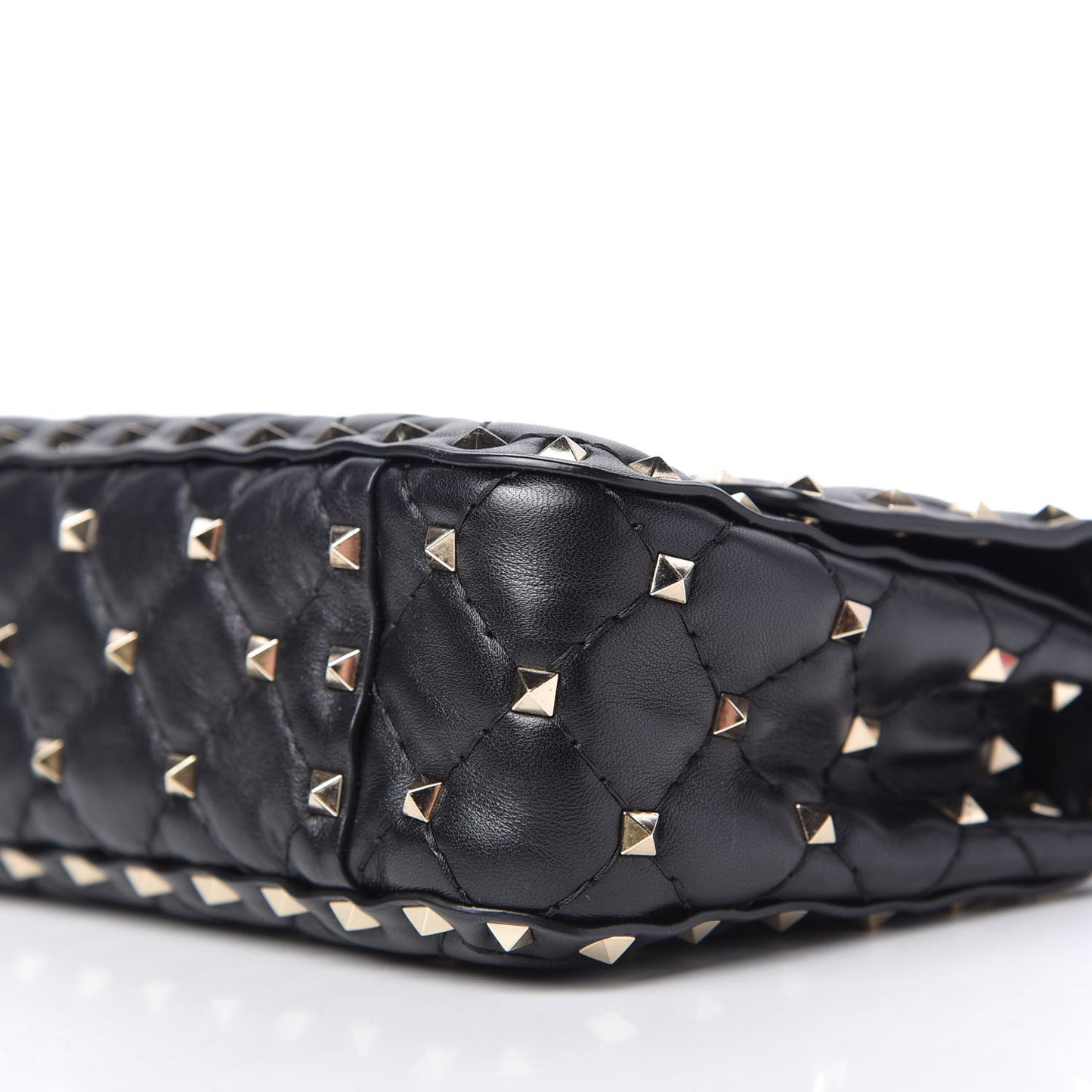 Lambskin Small Rockstud Spike Shoulder Bag Black