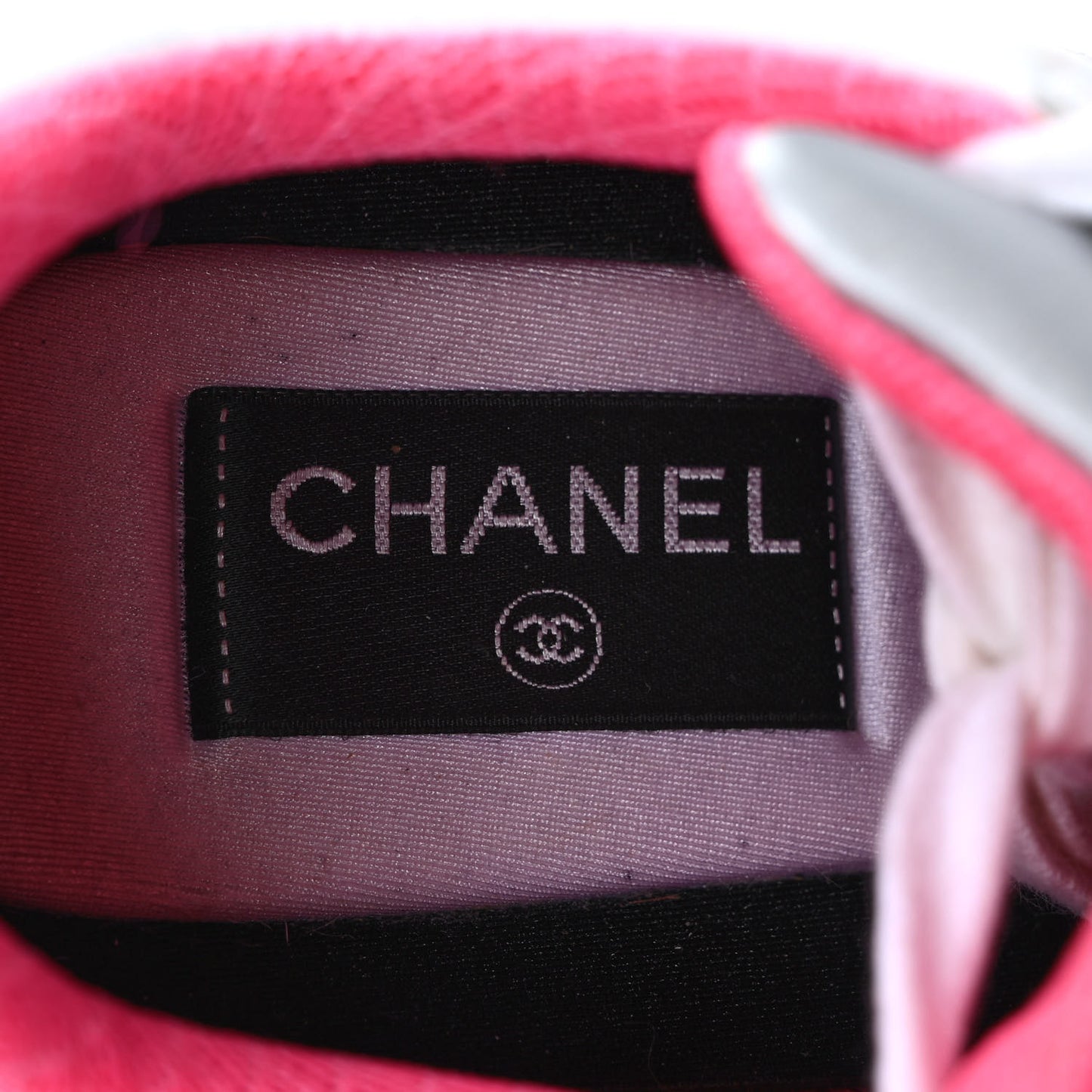 Calfskin Fabric Sneakers 37.5 White Silver Fluo Pink