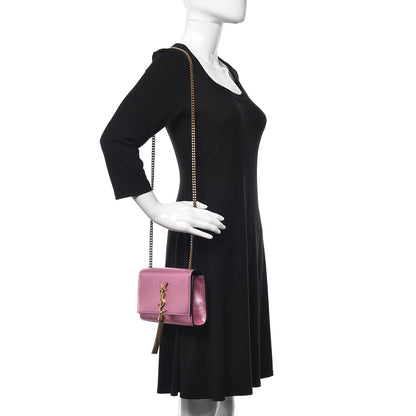Saint Laurent Metallic Calfskin Small Classic Monogram Kate Tassel Satchel Pink 2 of 10