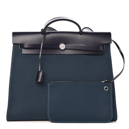Hermes Toile Vache Hunter Herbag Zip 39 MM Bleu Nuit Bleu Ocean 1 of 12