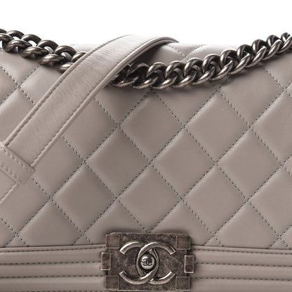 Chanel Calfskin Quilted Medium Boy Flap Grey 11 of 15