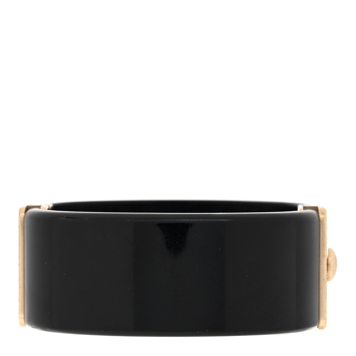 Chanel Resin Quilted CC Cuff Black Gold 3 of 5