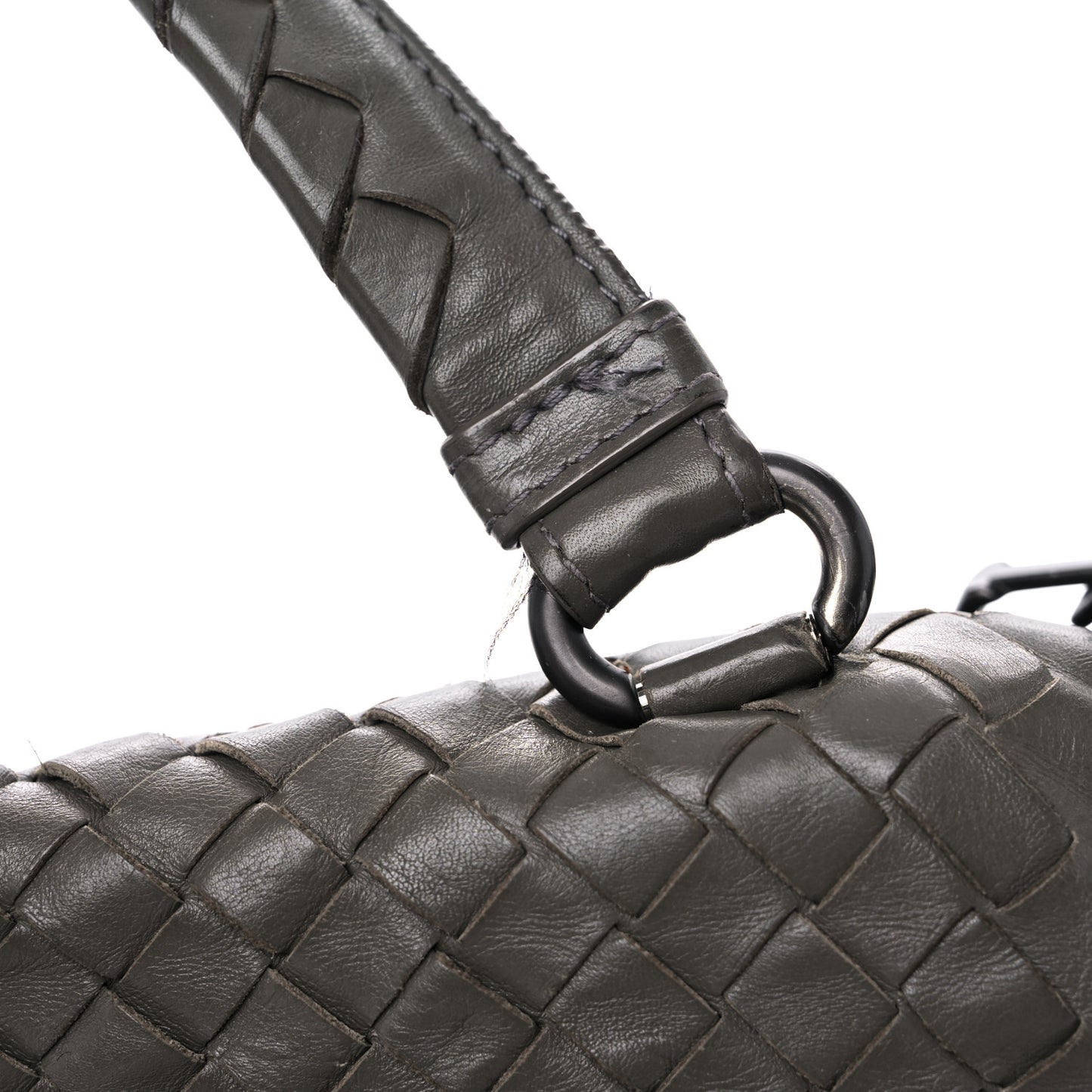 Calfskin Intrecciato Large Leggero Tote Kaki Fondente