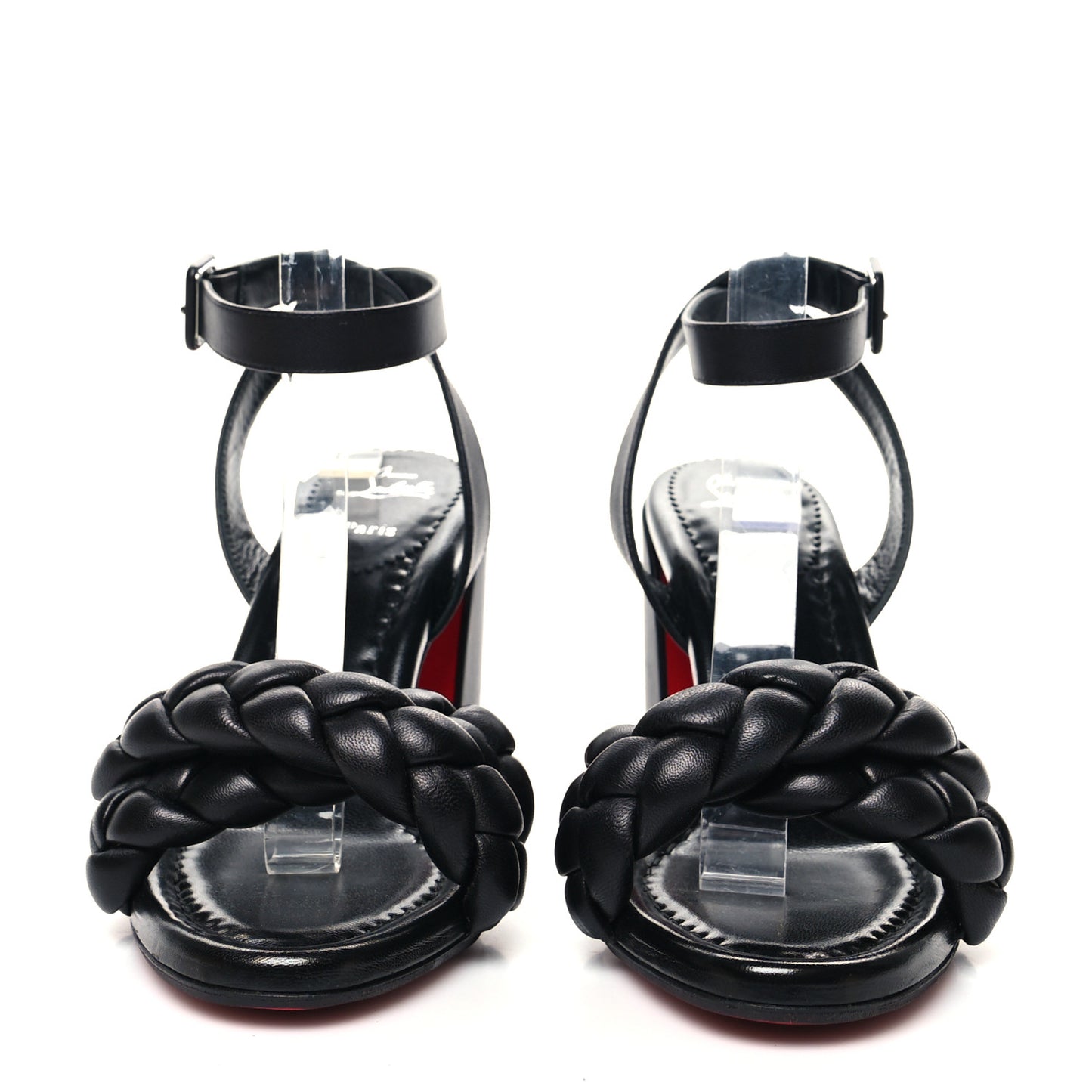 Nappa Braided Brio 85 Block Heel Sandals 38.5 Black