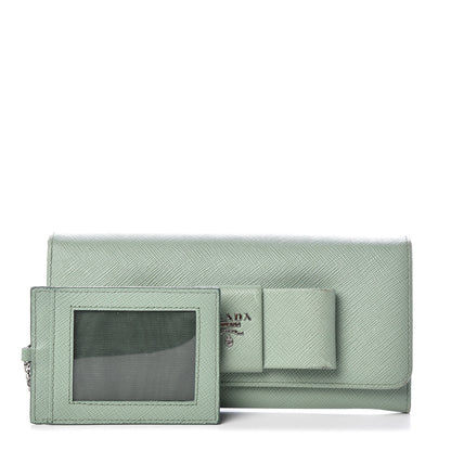 Prada Saffiano Bow Continental Wallet Acquamarina 1 of 17