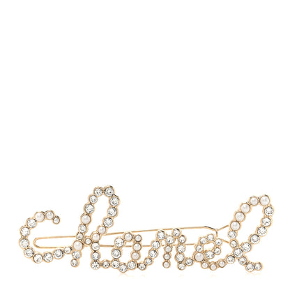 Chanel Metal Glass Swirling Pearls Hair Clip Gold 1 of 4
