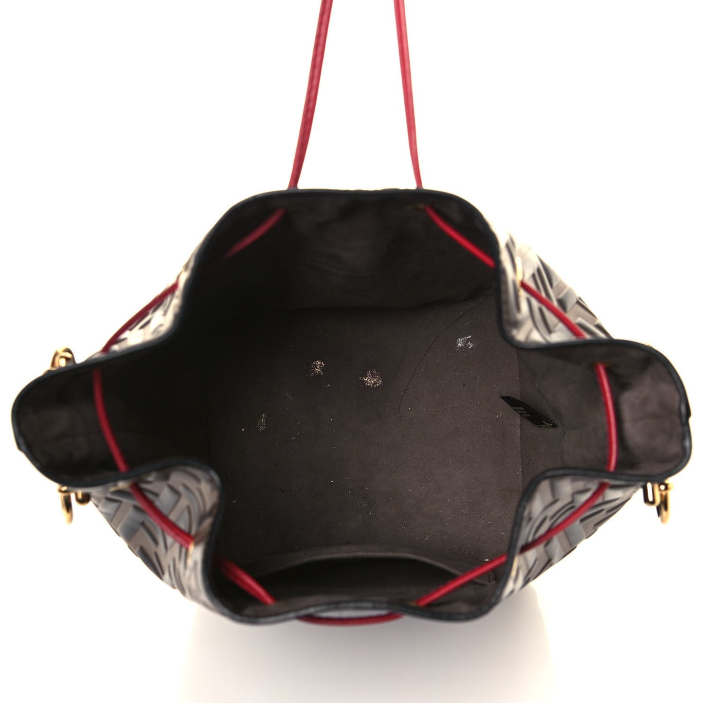 Vitello Grace F is Fendi Bi-Color FF 1974 Embossed Grande Mon Tresor Bucket Bag Maya Black Fragola