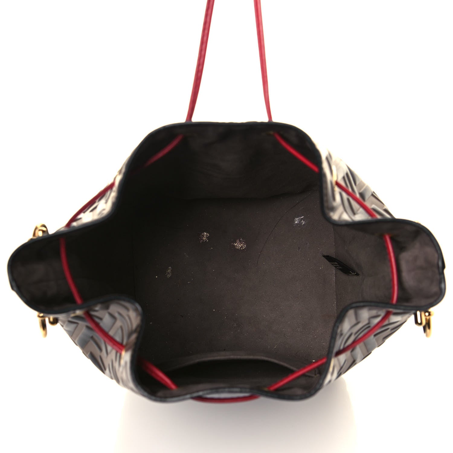 Fendi Vitello Grace F is Fendi Bi-Color FF 1974 Embossed Grande Mon Tresor Bucket Bag Maya Black Fragola 5 of 15