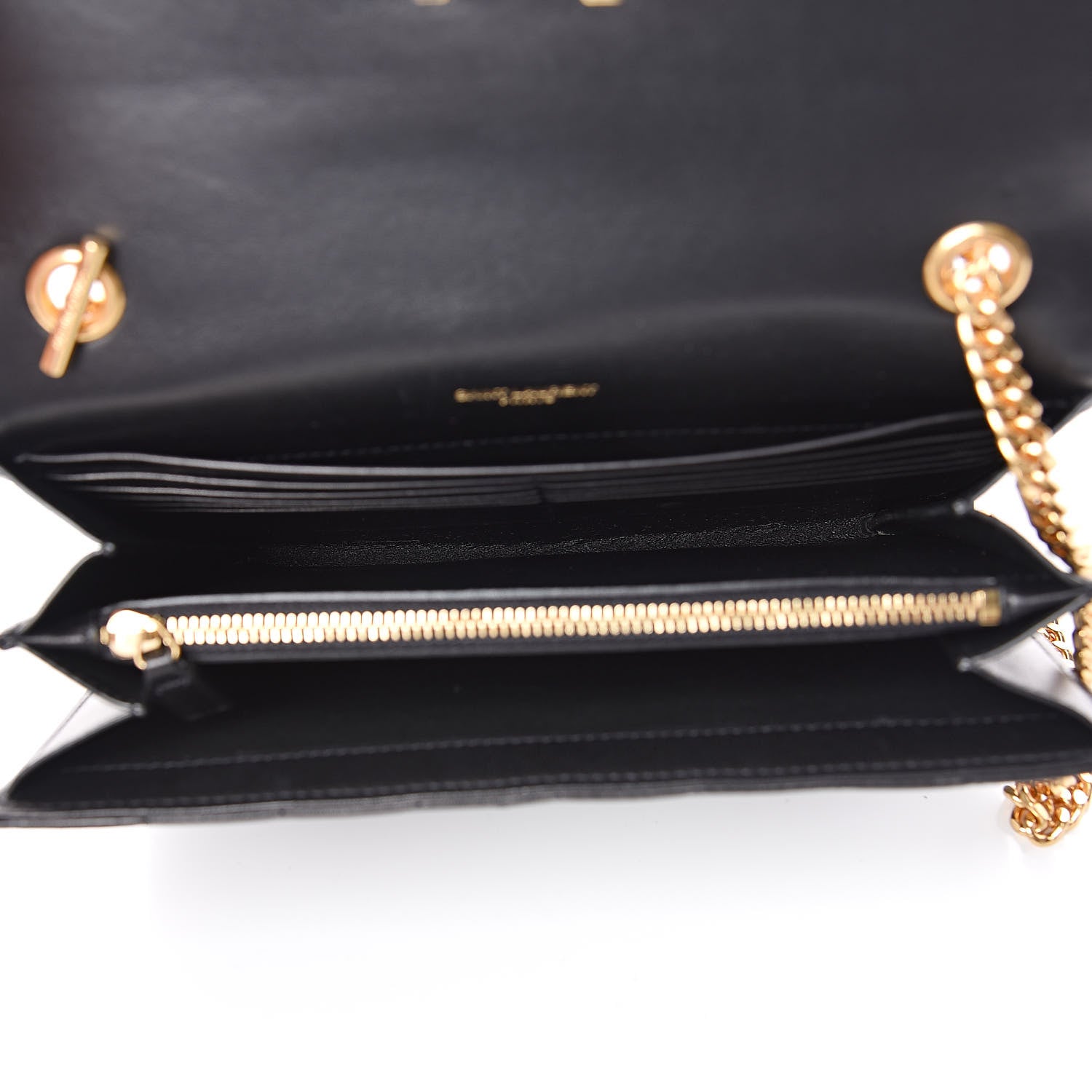 Saint Laurent Lambskin Matelasse Monogram Vicky Chain Wallet Black 5 of 10