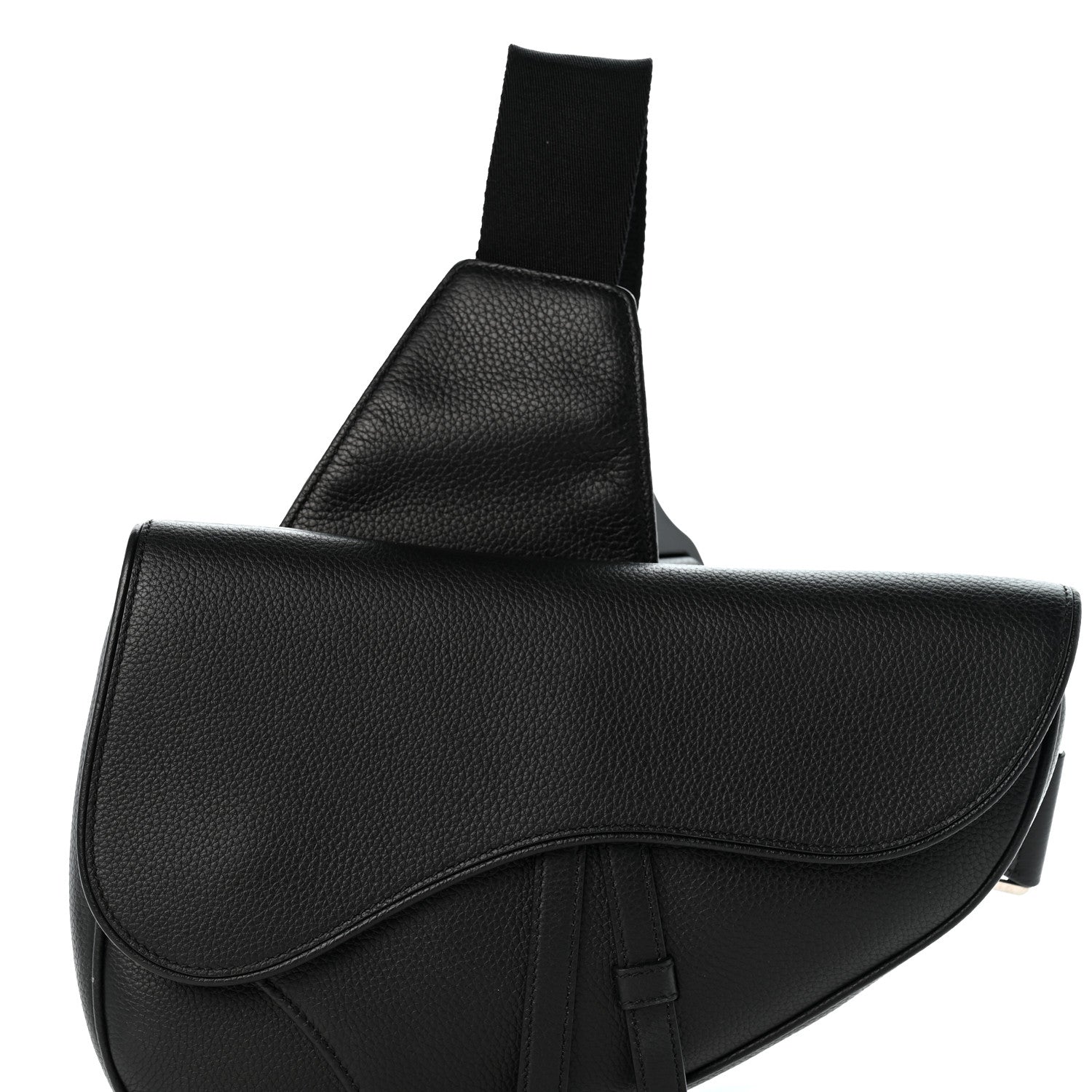 Christian Dior Grained Calfskin Kim Jones Saddle Bag Black 7 of 10