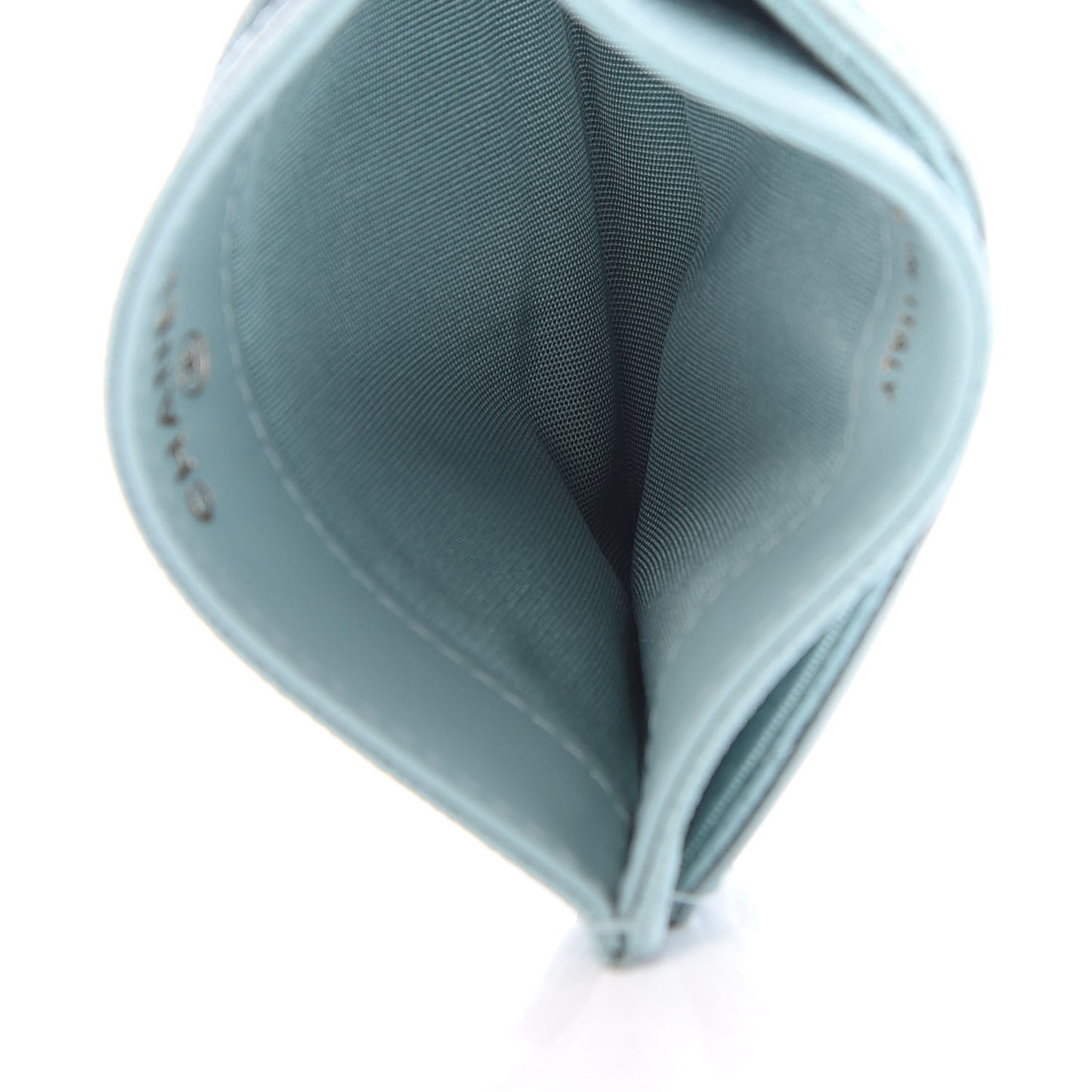 Caviar Quilted Filigree Card Holder Light Blue