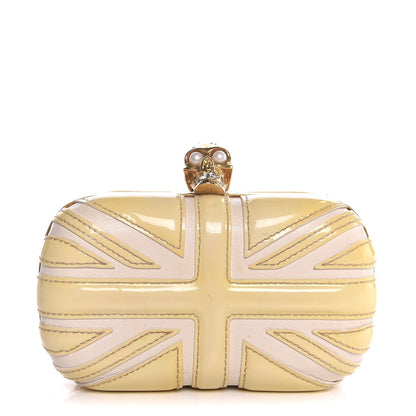 Alexander McQueen Patent Calfskin Britannia Skull Box Clutch White 1 of 7