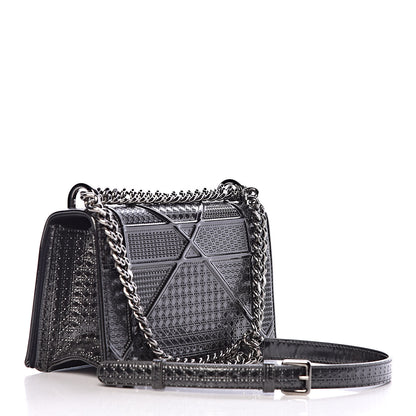 Christian Dior Metallic Patent Micro-Cannage Small Diorama Flap Bag Onyx Black 3 of 13