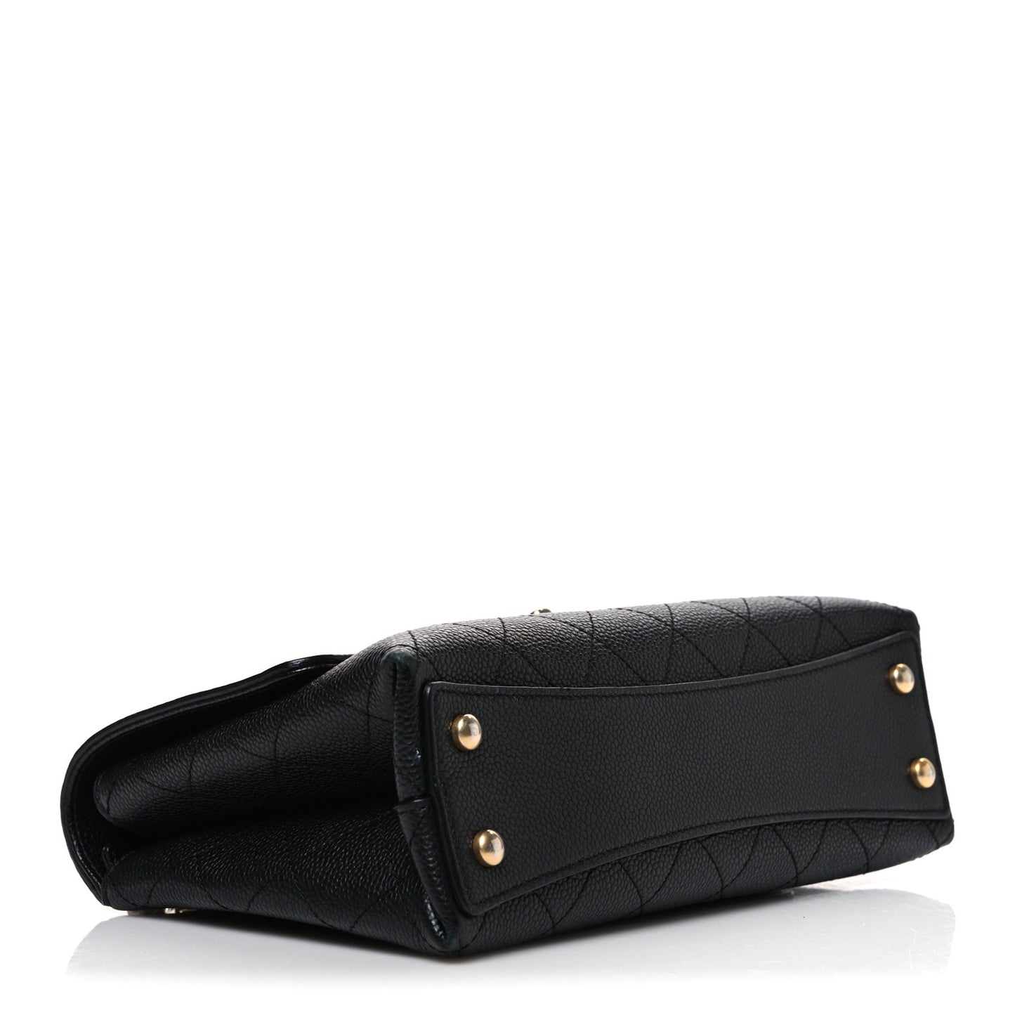 Caviar Diamond Stitched Small Top Handle Flap Black