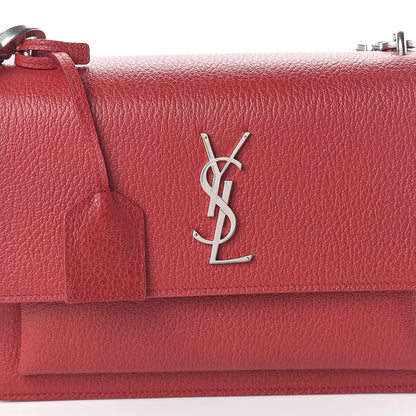 Saint Laurent Grained Calfskin Medium Monogram Sunset Satchel Red 6 of 8