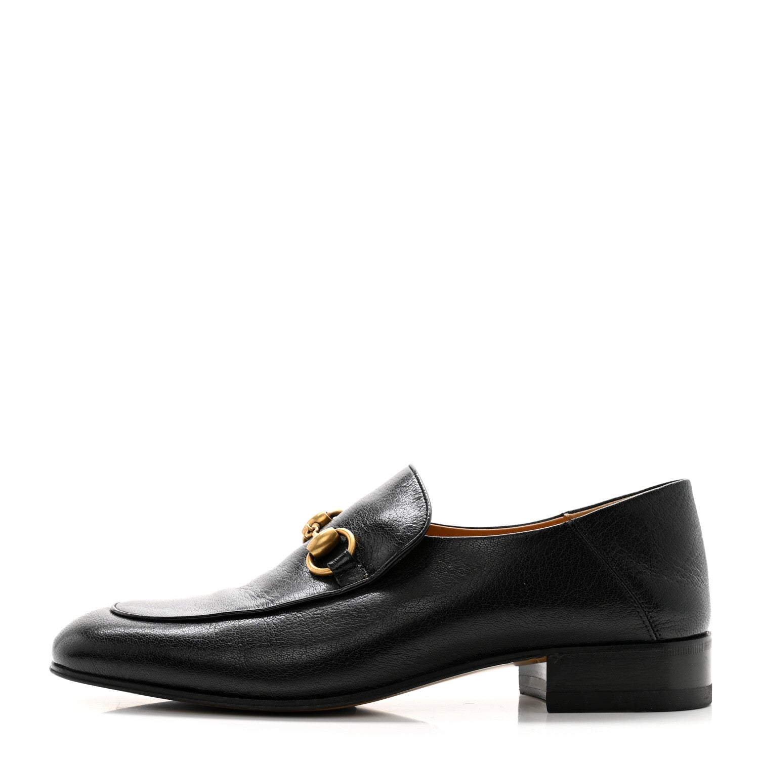 Gucci Goatskin Womens Horsebit Mid-Heel Loafers 38 Black 1 of 12