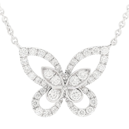 Graff 18K White Gold Diamond Multi Butterfly Silhouette Pendant Necklace 4 of 8