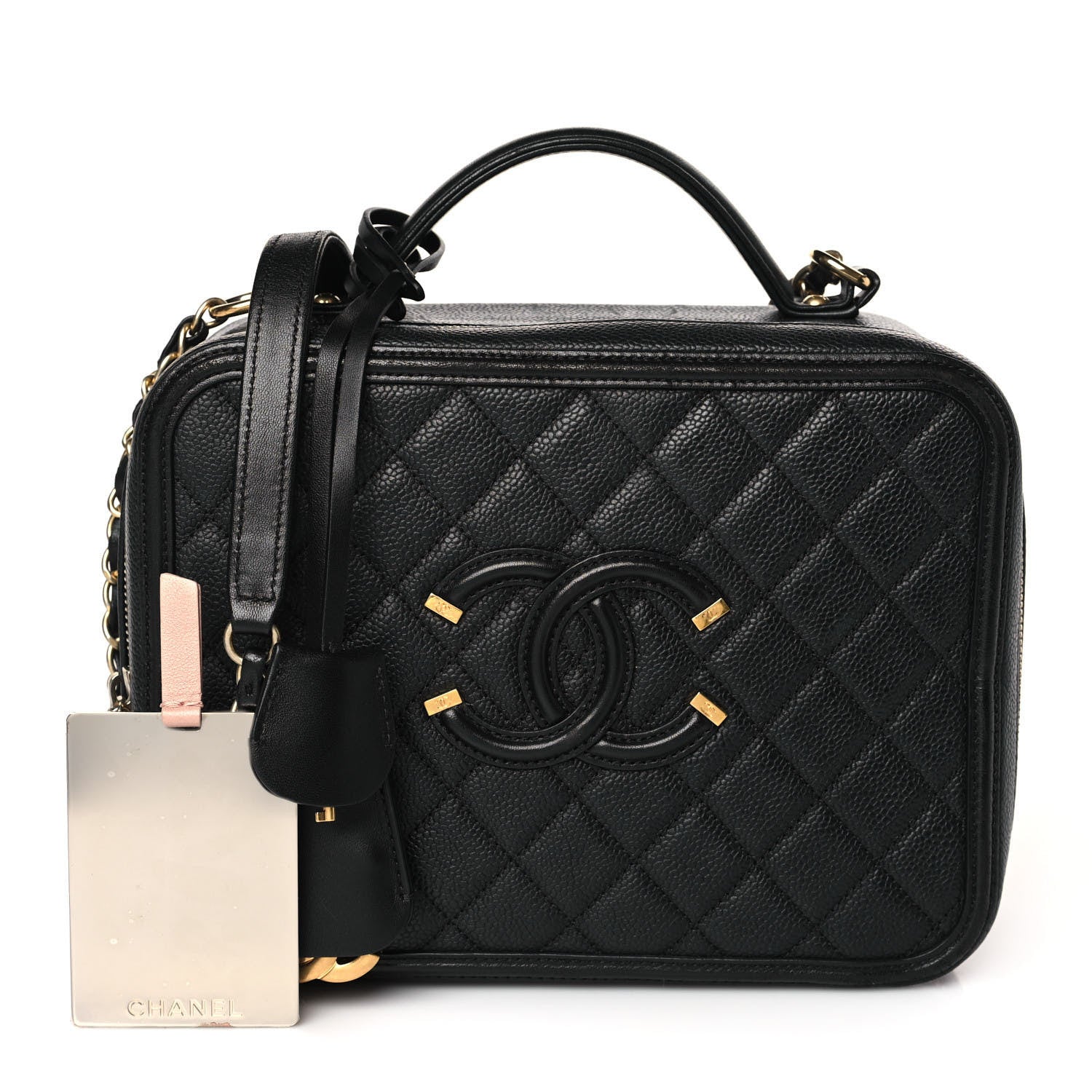 Chanel Caviar Quilted Large CC Filigree Vanity Case Black 1 of 9