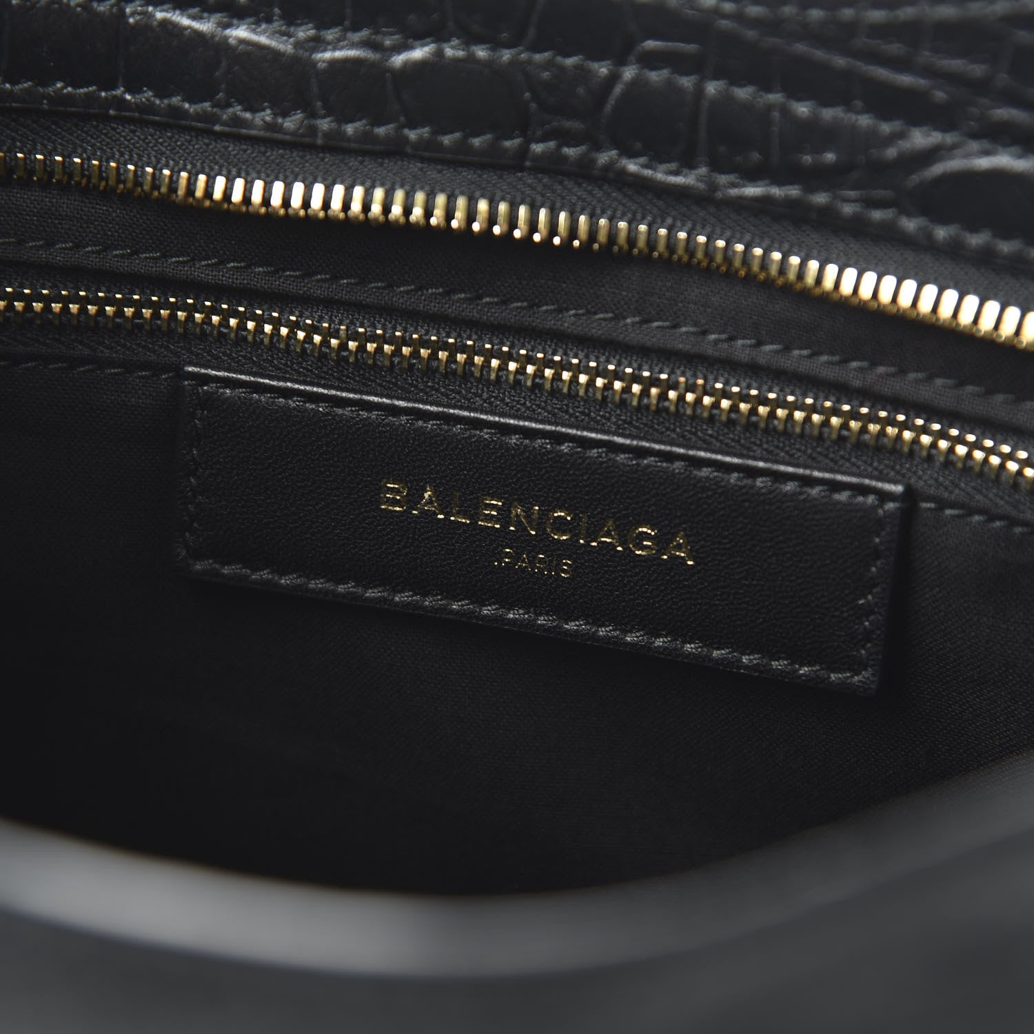Balenciaga Calfskin Crocodile Embossed Classic Hardware City Black 9 of 11