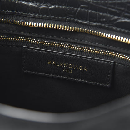 Balenciaga Calfskin Crocodile Embossed Classic Hardware City Black 9 of 11