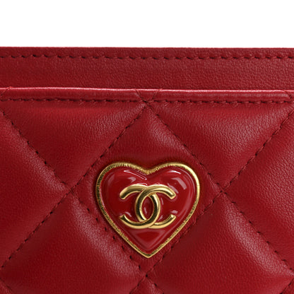Chanel Lambskin Plexiglass Quilted Coco Love Card Holder Red 9 of 13