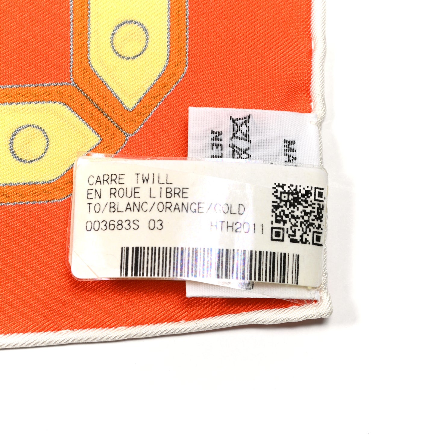 Silk En Roue Libre Scarf 90 White Orange Gold