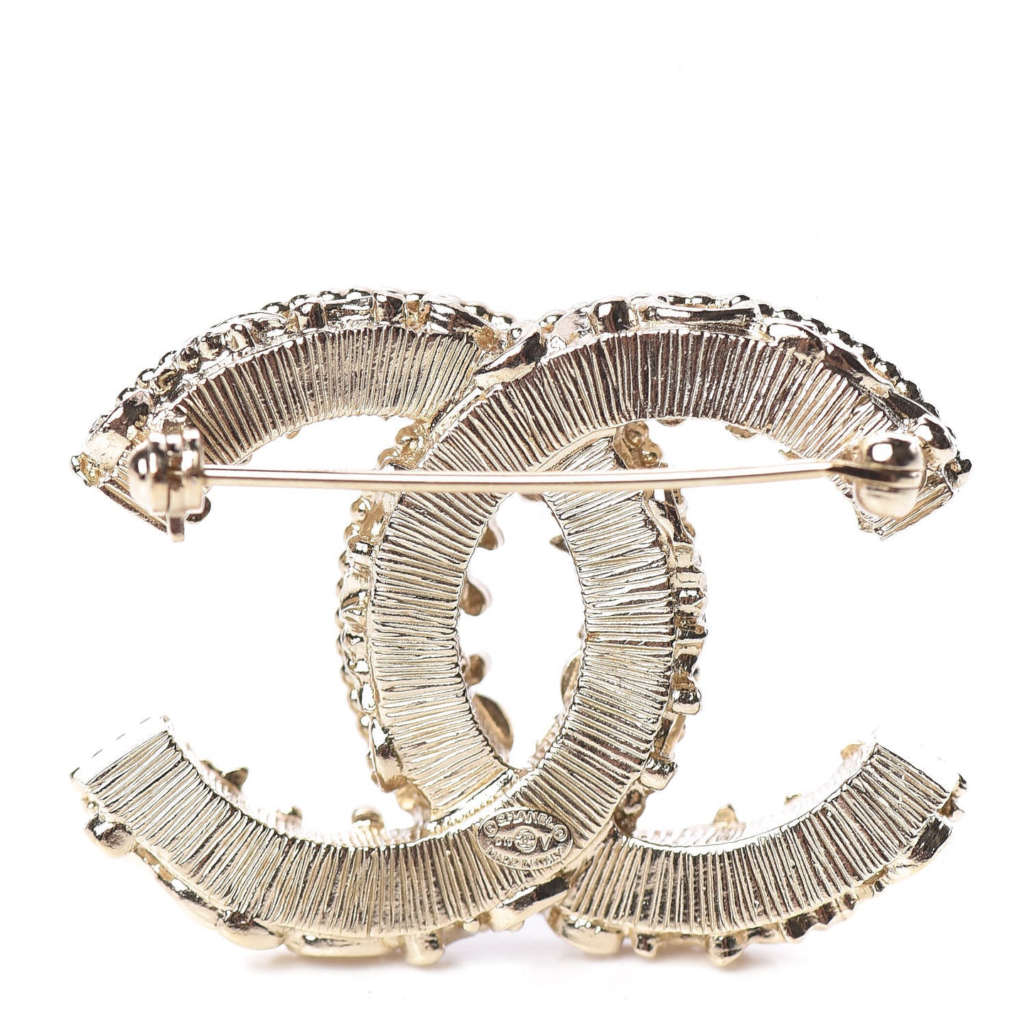 Enamel CC Baroque Brooch Black Gold