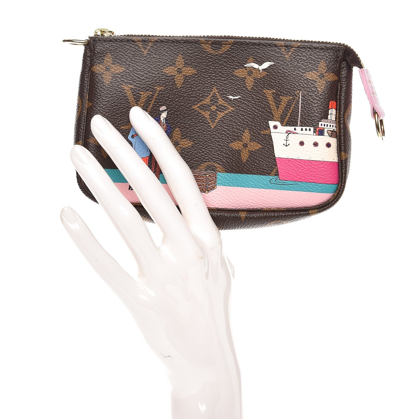Monogram 2016 Christmas Animation Mini Pochette Accessories Rose Ballerine
