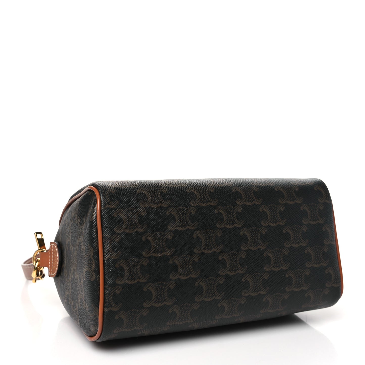 Triomphe Canvas Calfskin Small Boston Bag Tan