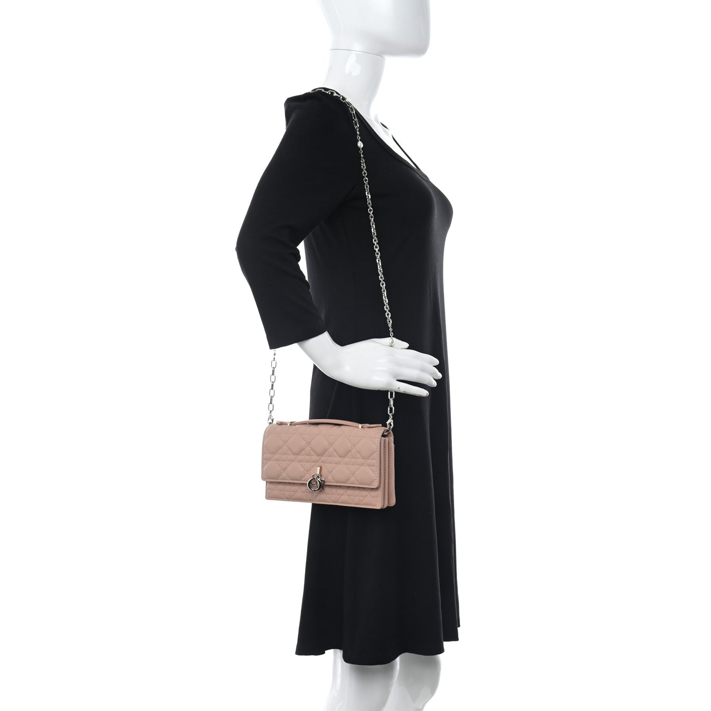 Lambskin Lady Dior Top Handle Clutch Caramel Beige