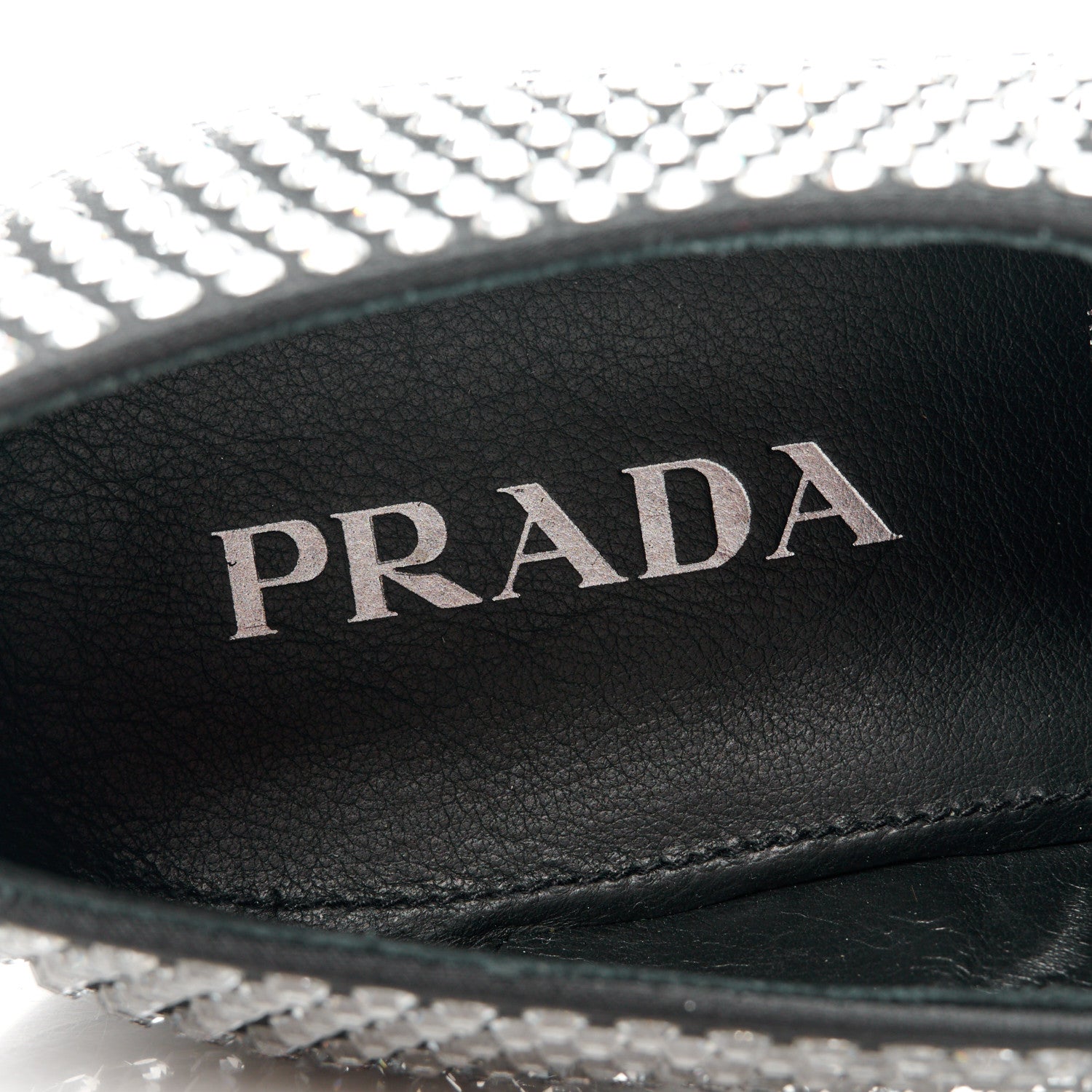Prada Satin Crystal Metal Triangle Logo Mens Loafers 7 Cristal 7 of 10