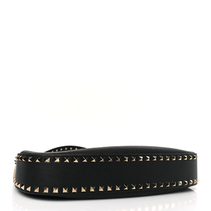 Valentino Garavani Grained Calfskin Rockstud Hobo Bag Black 4 of 8