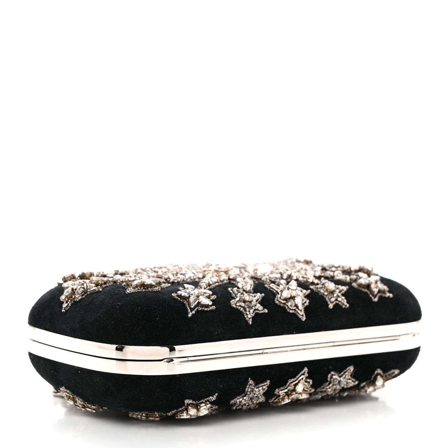 Alexander McQueen Suede Crystal Heart Chain Box Clutch Black 4 of 10