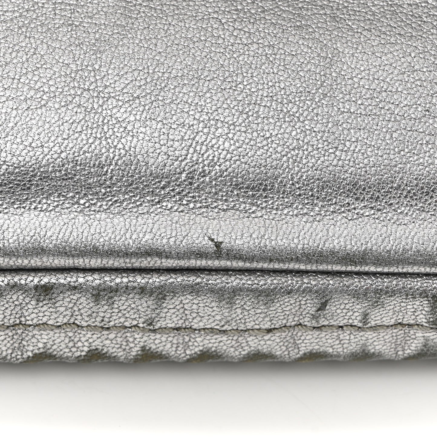Metallic Deerskin Luxe Ligne Flap  Silver