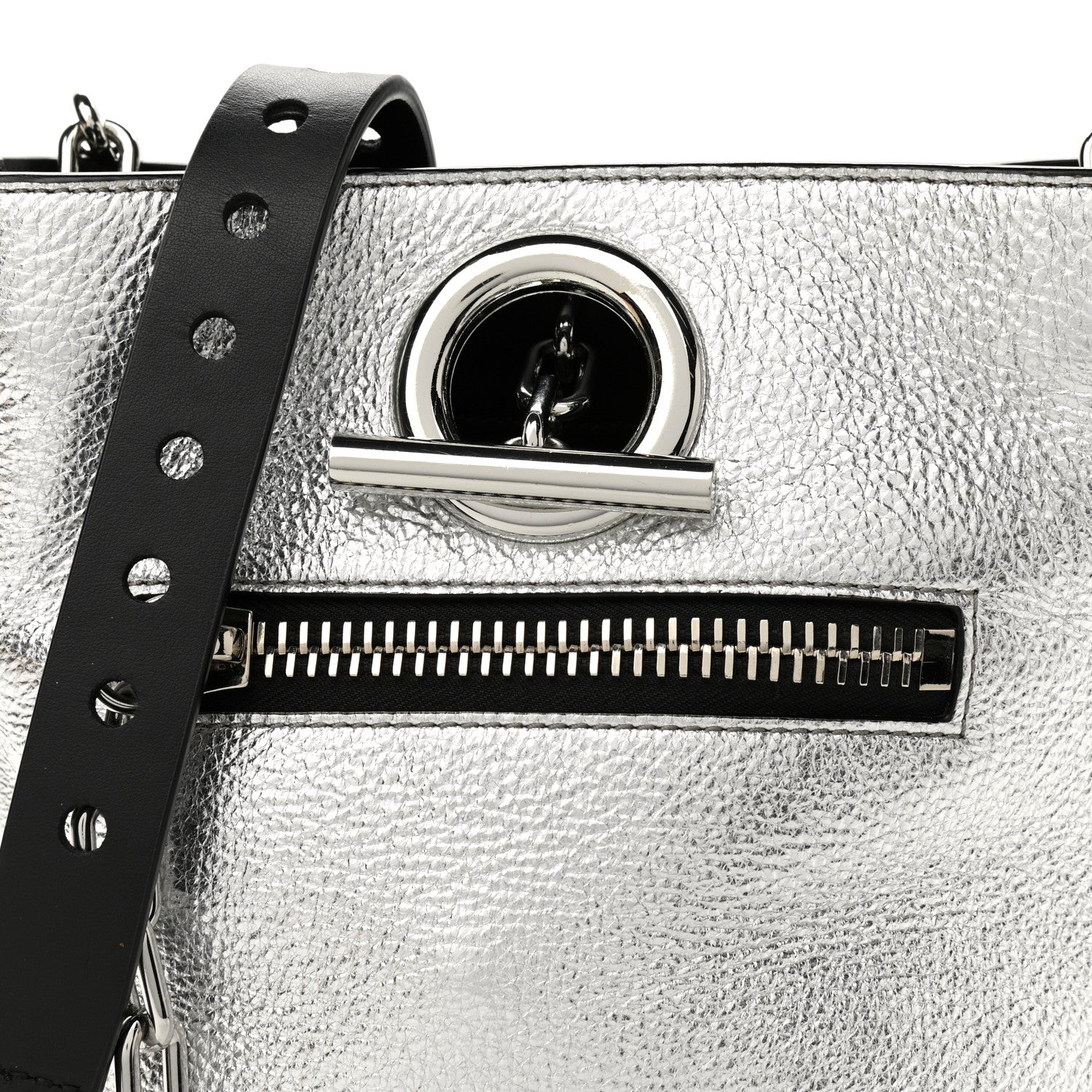 Alexander Wang Metallic Pebbled Calfskin Riot Bucket Bag Silver 8 of 10