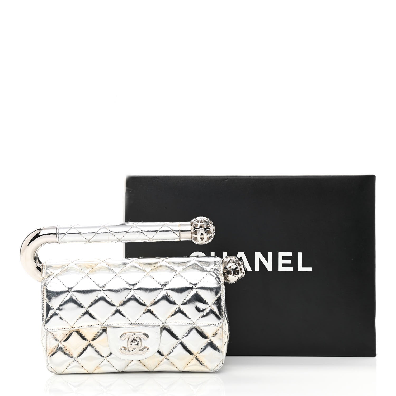 Chanel Metallic Lambskin Quilted Mini Around the World Flap Silver 20 of 20