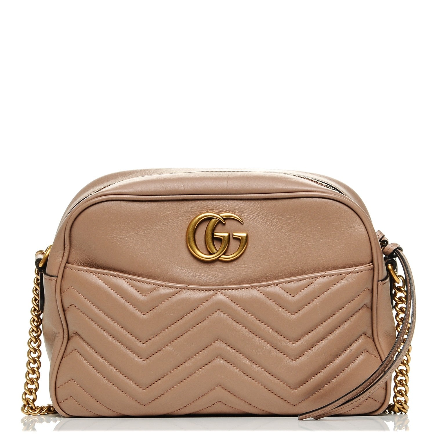 Gucci Calfskin Matelasse Medium GG Marmont Chain Shoulder Bag Porcelain Rose 1 of 8