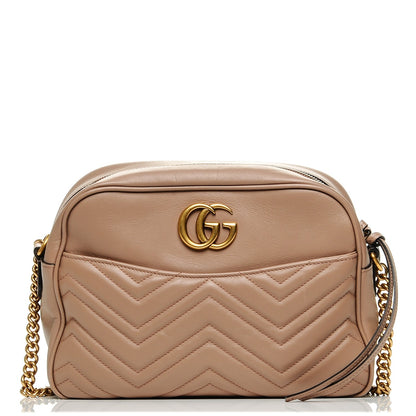 Gucci Calfskin Matelasse Medium GG Marmont Chain Shoulder Bag Porcelain Rose 1 of 8