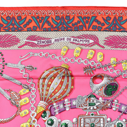 Hermes Silk Zenobie Reine De Palmyre Scarf 90 Rose Vif Orange Mastic 2 of 4