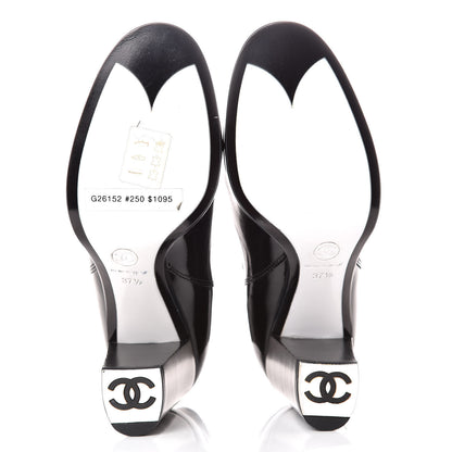 Chanel Patent Calfskin CC Ankle Boots 37.5 Black 5 of 9