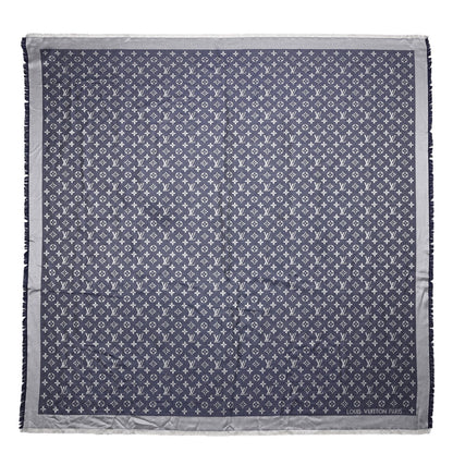 Louis Vuitton Silk Wool Monogram Denim Shawl Blue 1 of 6