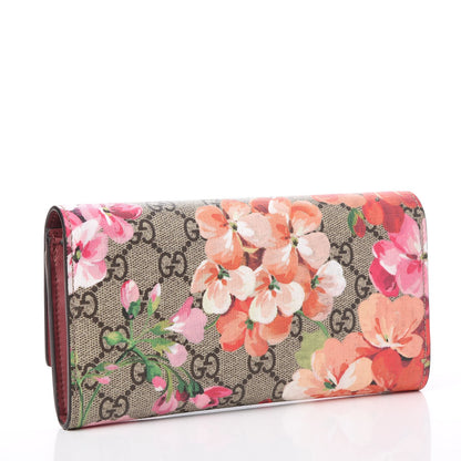 Gucci GG Supreme Monogram Blooms Continental Wallet Beige Multicolor Dry Rose 3 of 8
