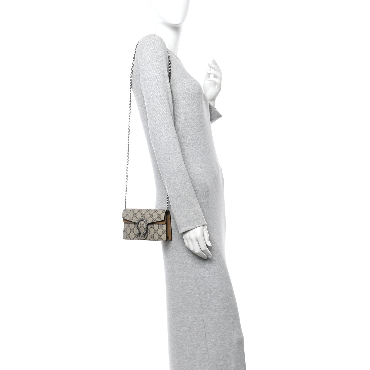 Gucci GG Supreme Monogram Super Mini Dionysus Shoulder Bag Taupe 2 of 12