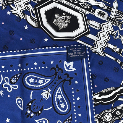 Hermes Silk Brides Et Destin Bandana Scarf 55 Marine White Black 3 of 3