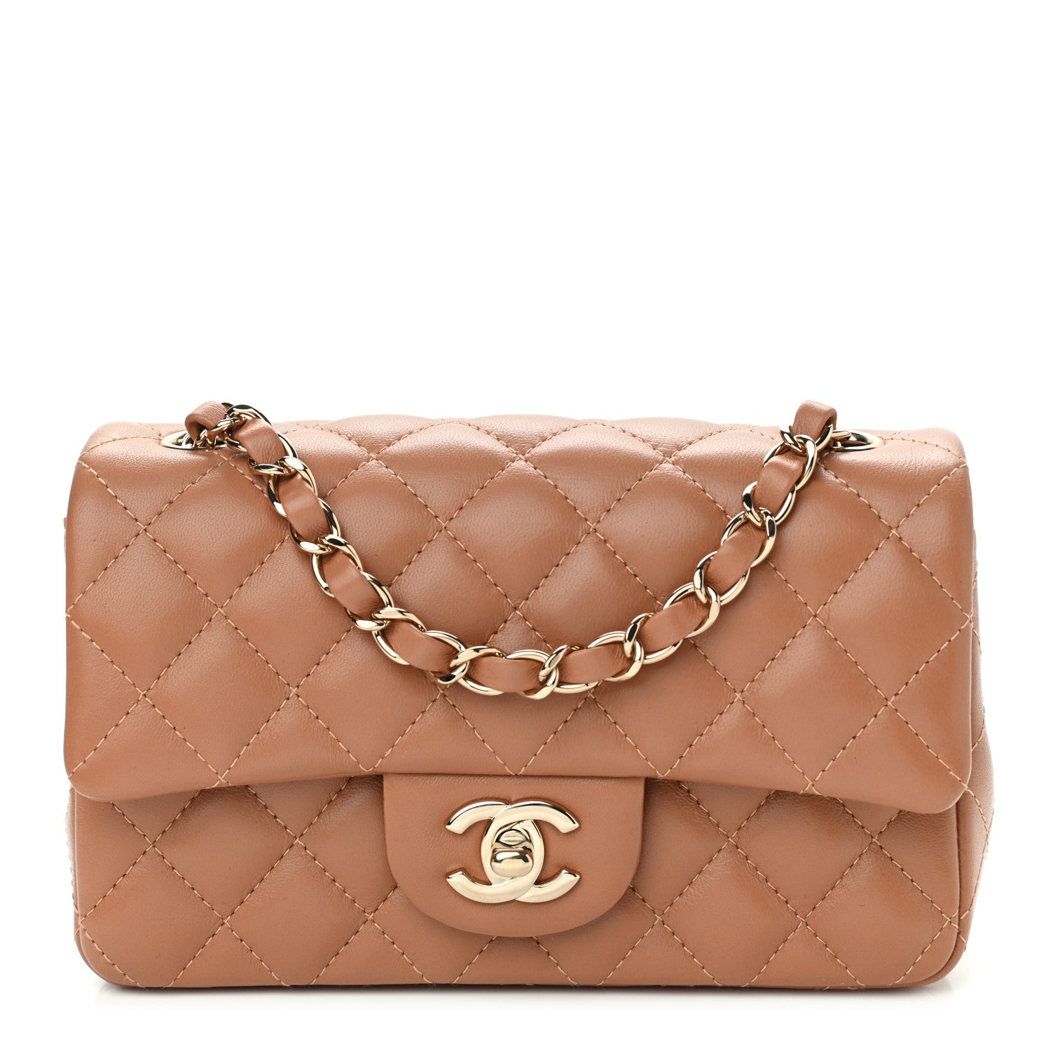Chanel Lambskin Quilted Mini Rectangular Flap Brown 1 of 10