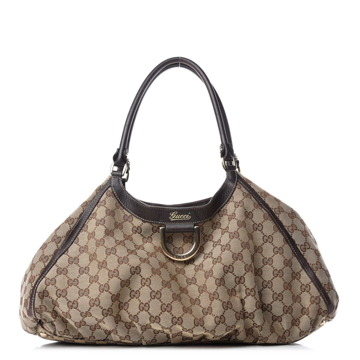 Gucci Monogram Large D Gold Hobo Dark Brown 1 of 13