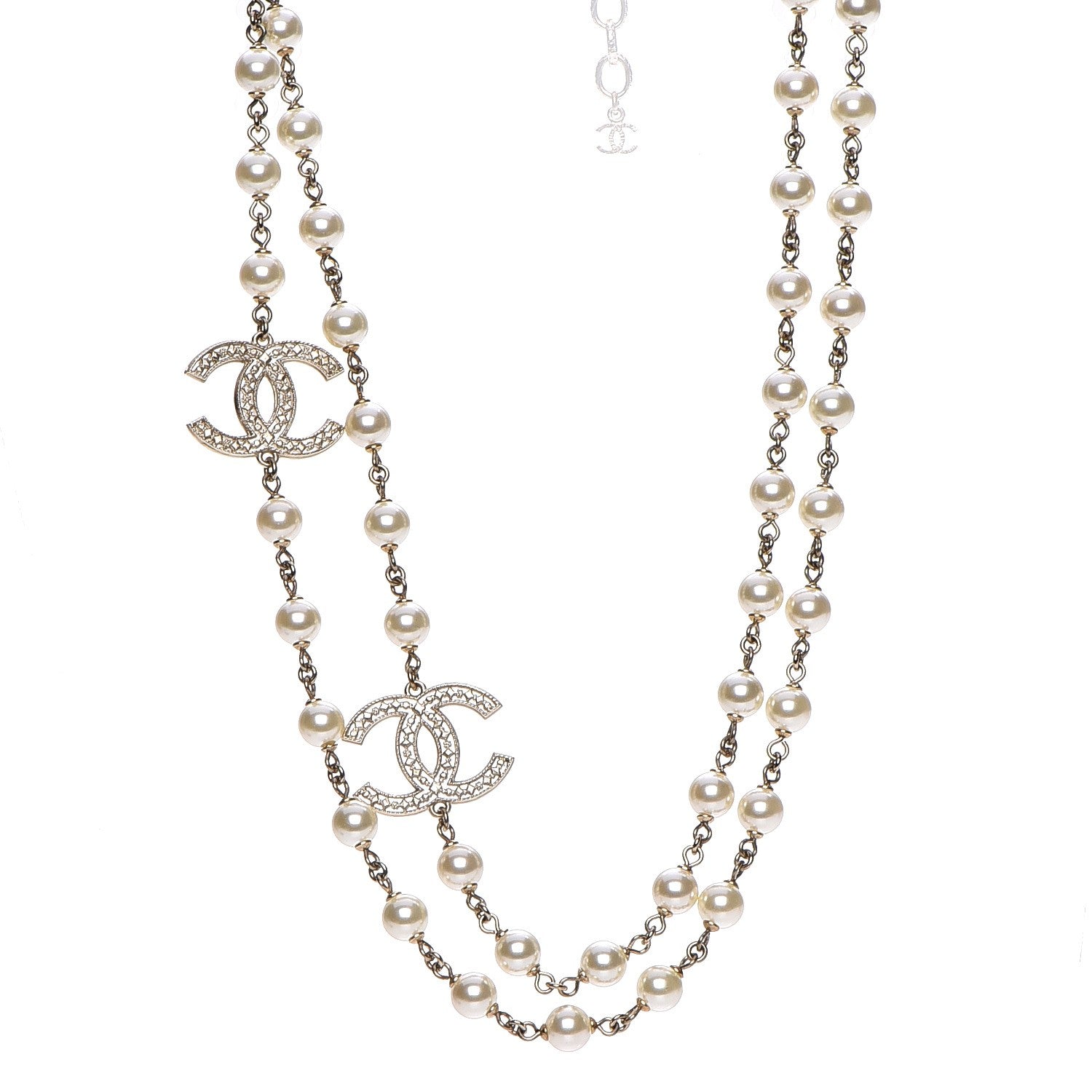 Chanel Pearl CC Long Necklace Gold 1 of 6