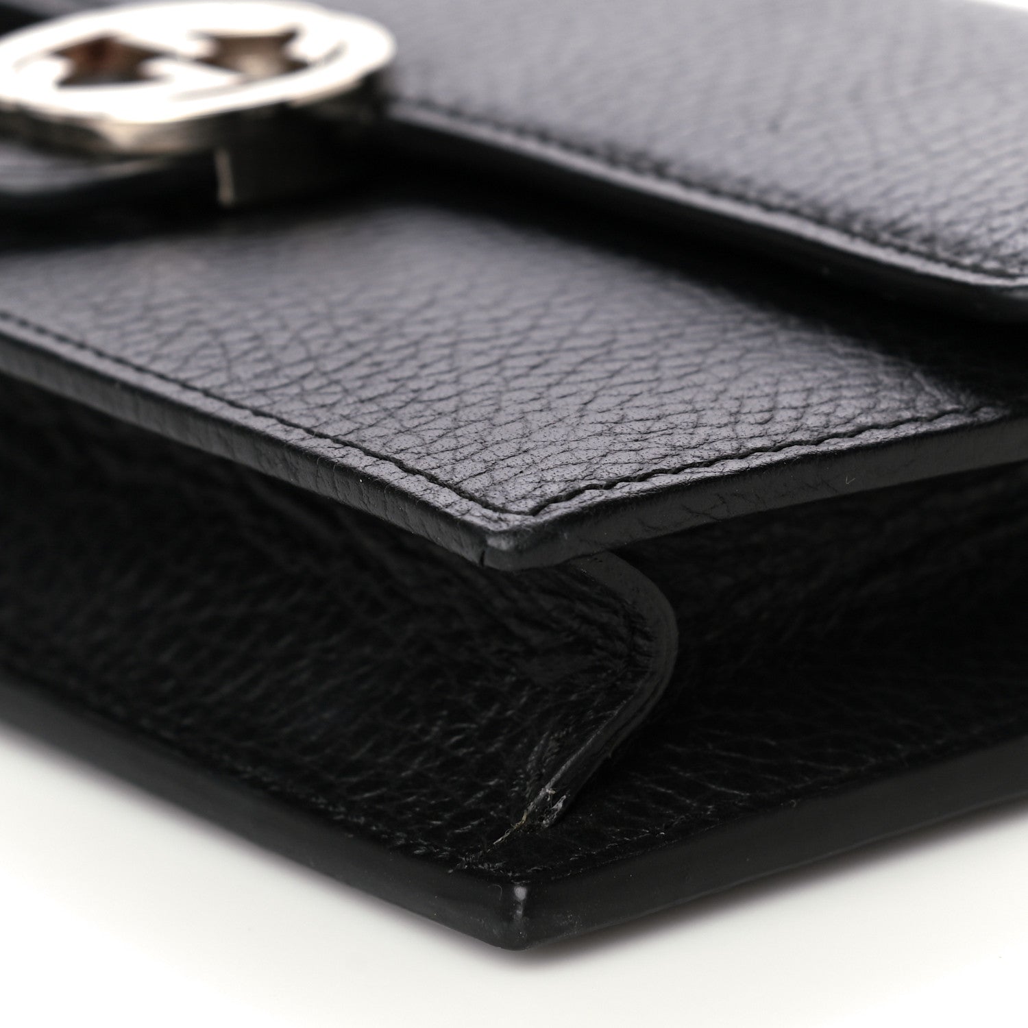 Gucci Dollar Calfskin Interlocking G Chain Wallet Black 9 of 19