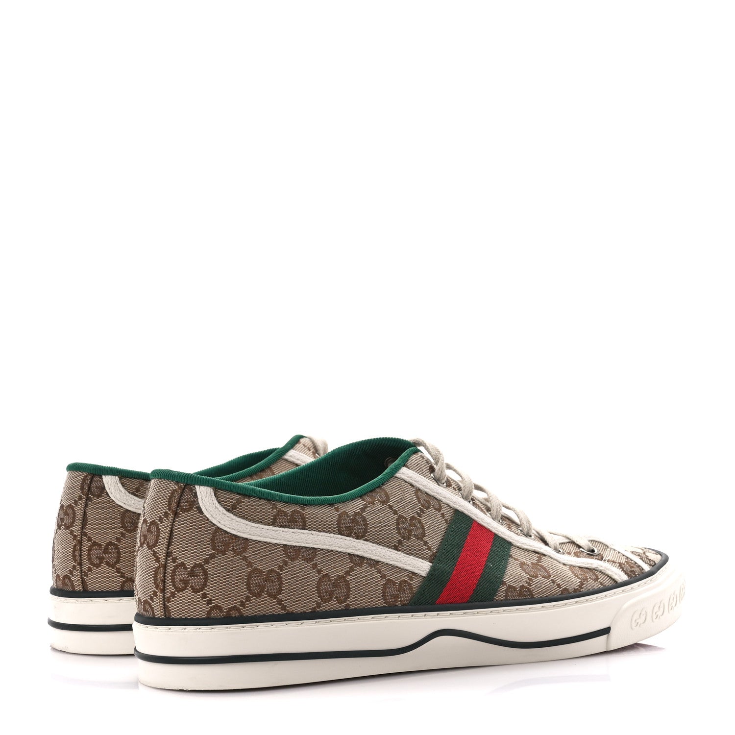 Gucci GG Monogram Web Mens 1977 Tennis Sneakers 9 Beige Ebony Mystic White 4 of 7