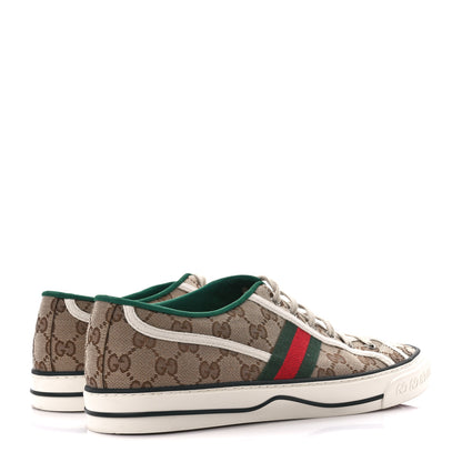 Gucci GG Monogram Web Mens 1977 Tennis Sneakers 9 Beige Ebony Mystic White 4 of 7